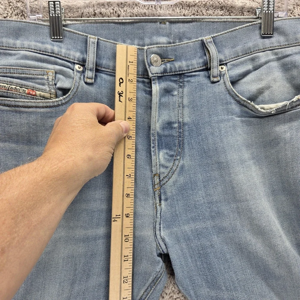 Diesel Jeans Mens 33x32 Blue D-Luster Slim Button Fly Stretch Light Wash 009EK